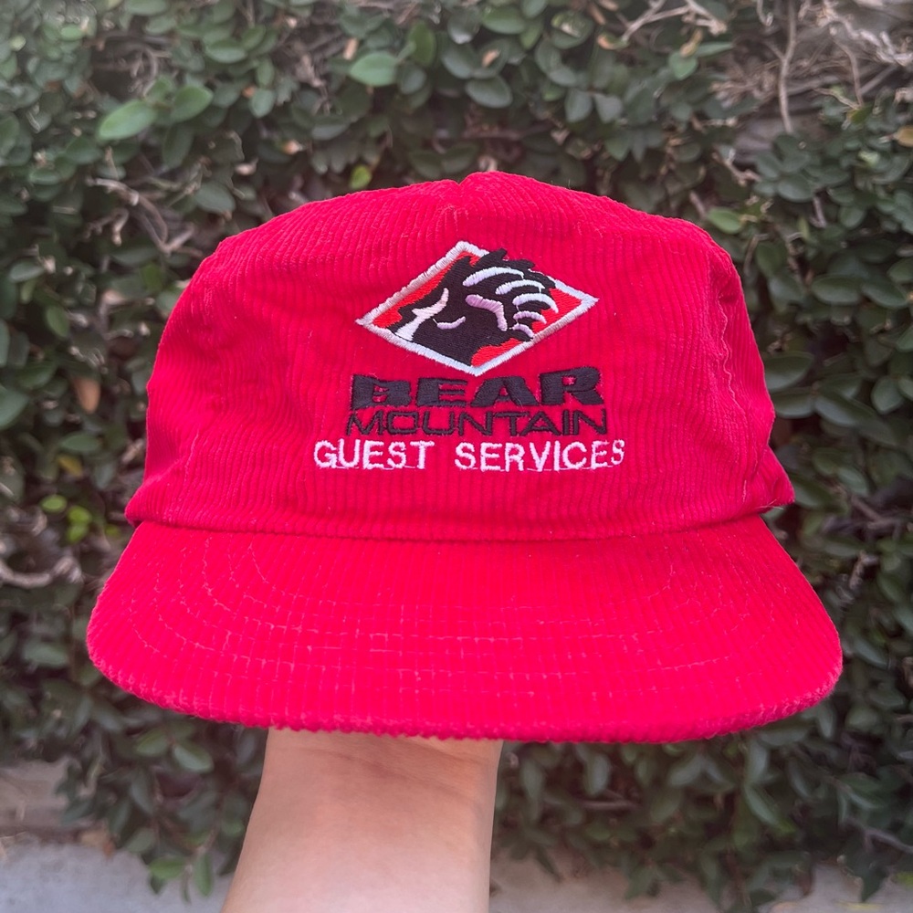 Vintage corduroy snapback hat in red